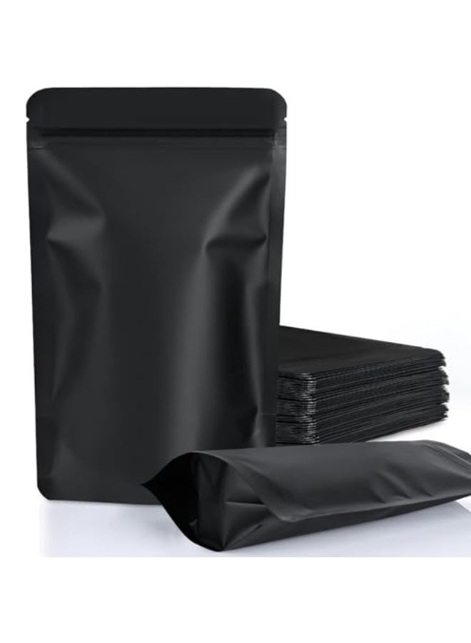 CLENEA 100 Pack 5.5 x 8.6 Inches Resealable Stand Up Smell Proof Pouch Black Sealable Foil Bags For Food Storage Packaging And Organization - Image 1